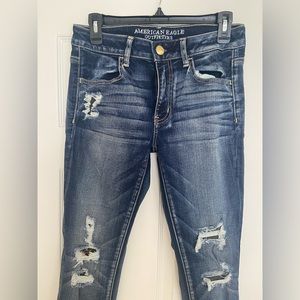 American Eagle dark wash distressed jeggings